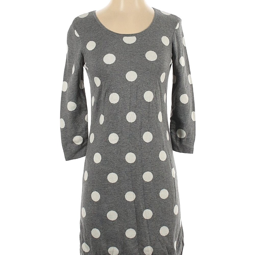 Banana republic polka dot gray cotton dress sz xs